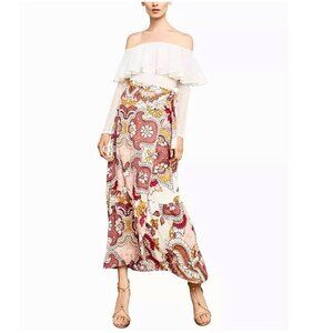 BCBGMAXAZRIA Grand Paisley 
Maxi Wrap Skirt In Dusty Rio XS NWT